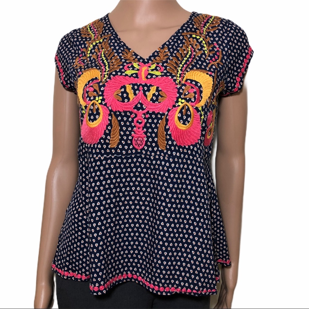THML Boho Embroidered Peplum shirt